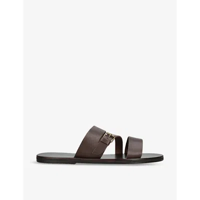 Ancient Greek Sandals Mens Dark Brown Ifilis Buckle-strap Leather Sandals