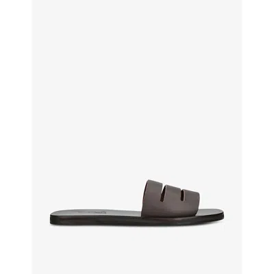 Ancient Greek Sandals Mens Dark Brown Thiseas Slit-strap Leather Sandals