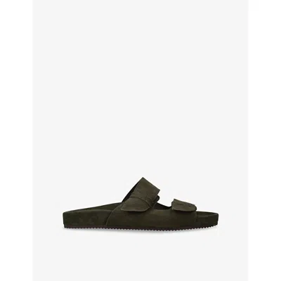 Ancient Greek Sandals Mens  Diogenis Suede Sandals In Dark Green