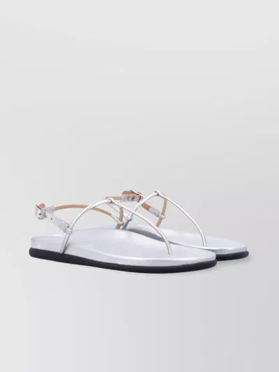 Ancient Greek Sandals Metallic Finish Flat Rubber Sole Sandals