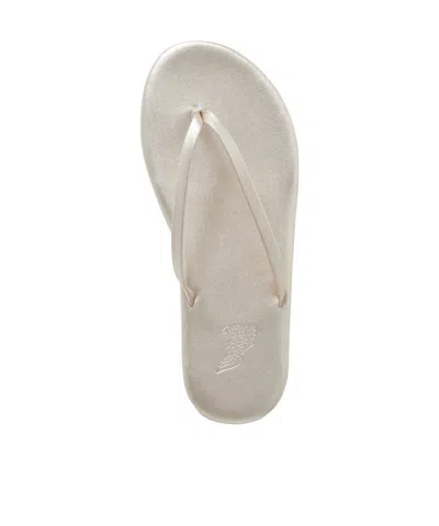 Ancient Greek Sandals Saionara Metallic Leather Flip Flops In White