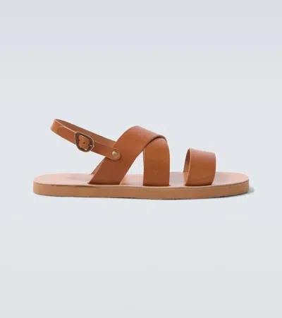 Ancient Greek Sandals Miltos Leather Slingback Sandals In Brown
