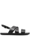 Ancient Greek Sandals Miltos Slingback Leather Sandals In Black