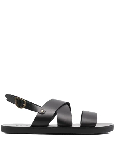 Ancient Greek Sandals Miltos Slingback Leather Sandals In Black