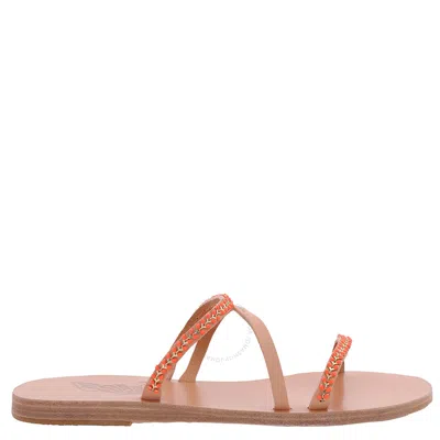 Ancient Greek Sandals Natural/coral Apli Polytimi Chain Detail Sandals In Orange