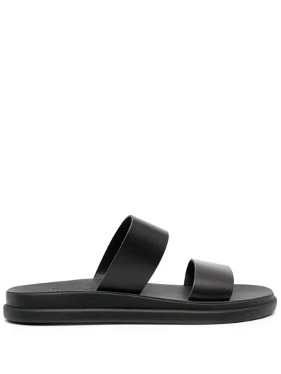 Ancient Greek Sandals Nicos Leather Slides In Black