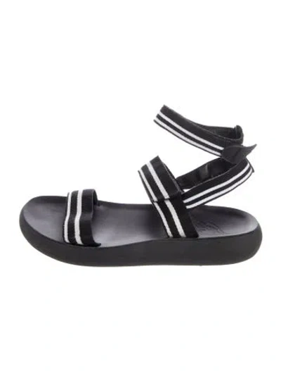 Pre-owned Ancient Greek Sandals Nylon Striped Gladiator Sandals In Black