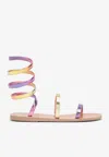 Ancient Greek Sandals Laminated Effect Leather Gladiator Sandals In Multicolor
