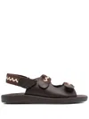 Ancient Greek Sandals Olympos Touch-strap Leather Sandals In Brown