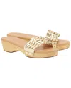 Ancient Greek Sandals Open Woven Leather Clog In Silver