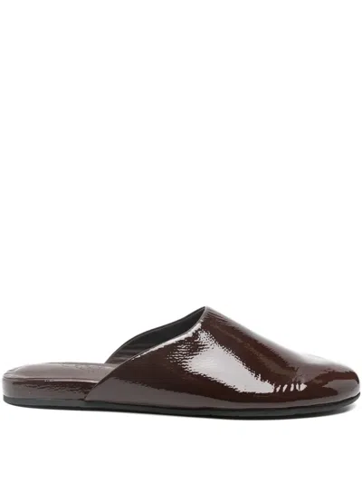 Ancient Greek Sandals Patent-finish Mules In Brown