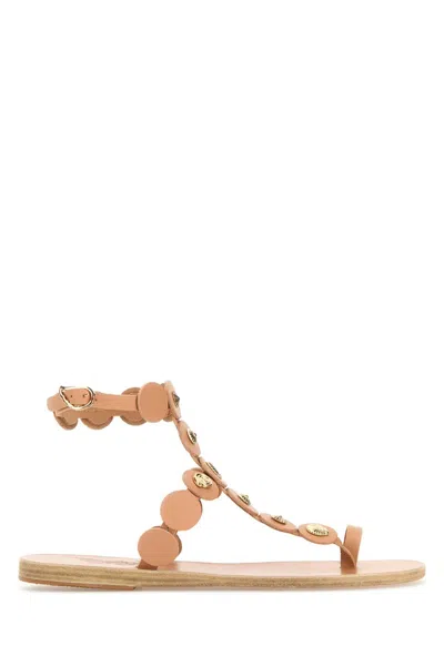 Ancient Greek Sandals Peach Leather Thong Sandals