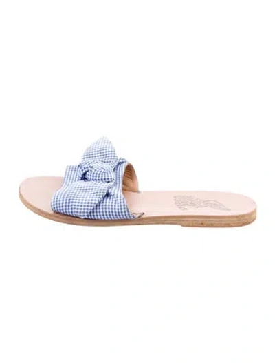 Pre-owned Ancient Greek Sandals Plaid Print Slides In Pink