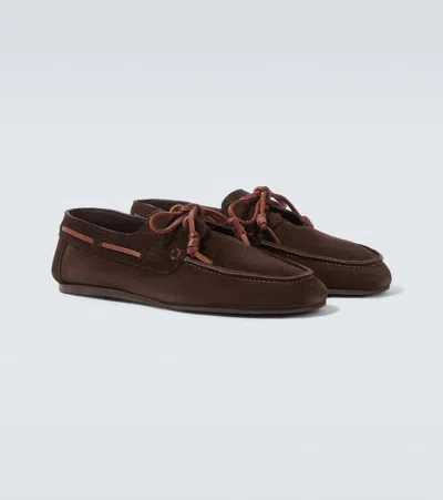Ancient Greek Sandals Pliario Suede Boat Shoes In Brown