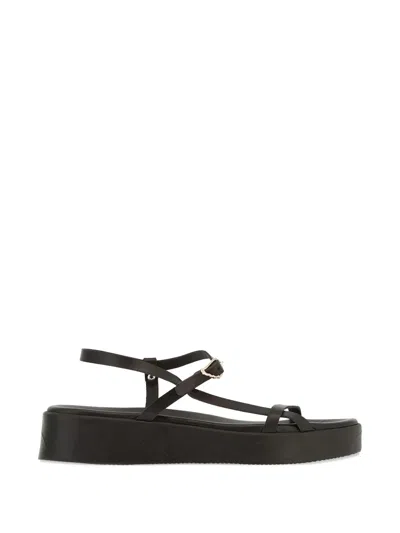 Ancient Greek Sandals Politia Leather Platform Sandals In Black