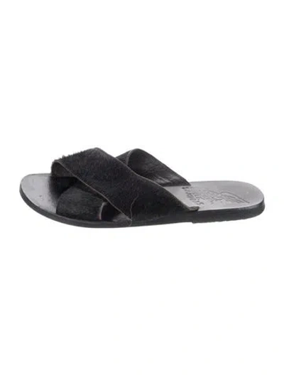 Pre-owned Ancient Greek Sandals Ponyhair Flats In Black