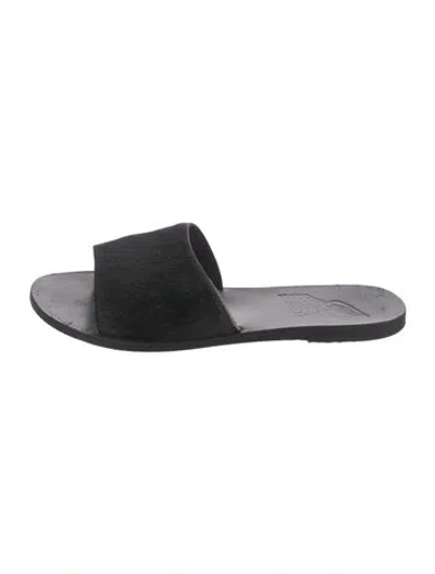 Pre-owned Ancient Greek Sandals Ponyhair Slides In Black