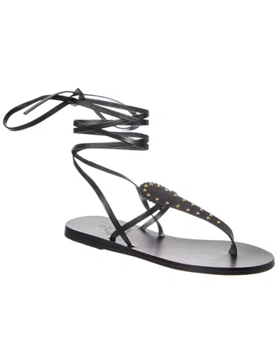 Ancient Greek Sandals Pyrichos Leather Sandal In Black