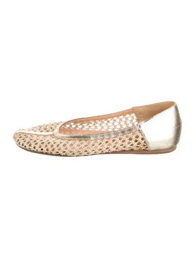 Pre-owned Ancient Greek Sandals Raffia Lace Pattern Ballet Flats In Gold