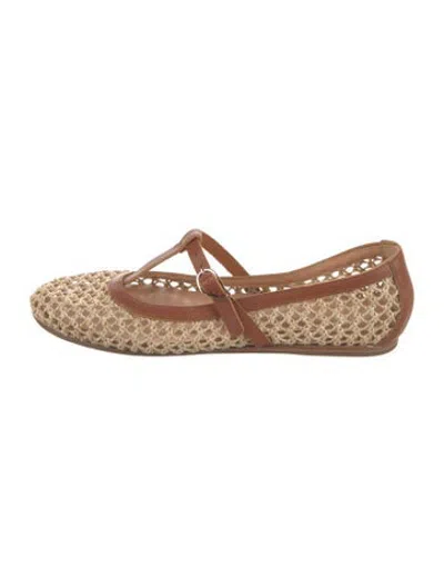 Pre-owned Ancient Greek Sandals Raffia Patterned Ballet Flats In Neutrals