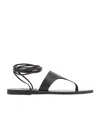 Ancient Greek Sandals Round Toe Flat Sandals In Black