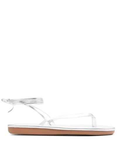 Ancient Greek Sandals Sahara Flat Leather Sandals In Silber
