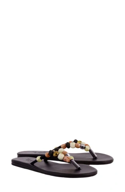 Ancient Greek Sandals Saionara Beaded Flip Flop In Black