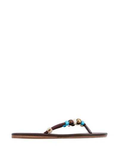 Ancient Greek Sandals Saionara Bead-embellished Sandals In Brown