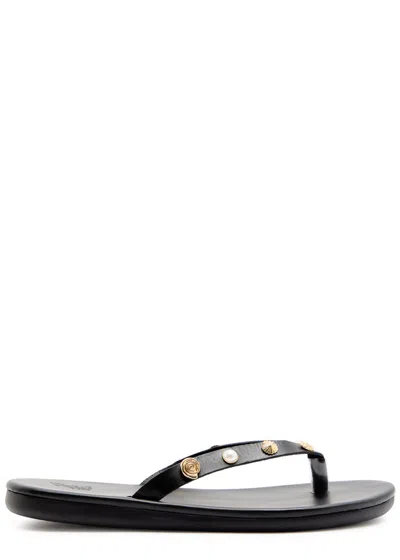 Ancient Greek Sandals Saionara Embellished Leather Sandals In Black