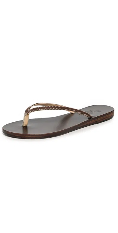 Ancient Greek Sandals Saionara Raffia Flip Flops Brown In Multi
