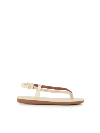 Ancient Greek Sandals Sandal Zoi In Cuoio/bianco
