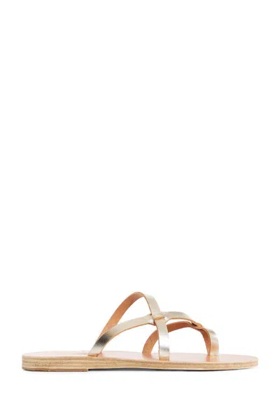 Ancient Greek Sandals Metallic Leather Armos Sandals In Gold