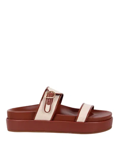 Ancient Greek Sandals Sandals With Plateau Tria In Red