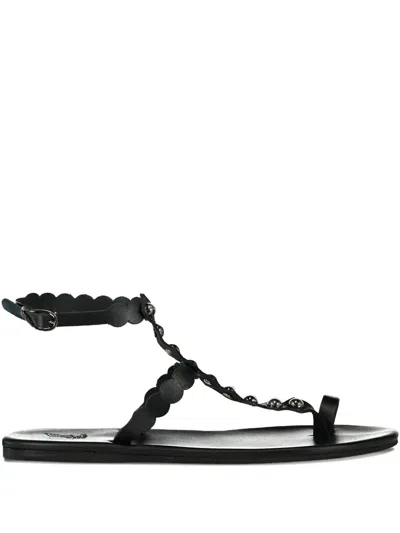 Ancient Greek Sandals Scalloped Studded Flat Sandals In Blue