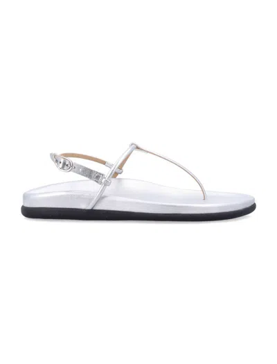 Ancient Greek Sandals Semystra Footbed Metallic In Silver
