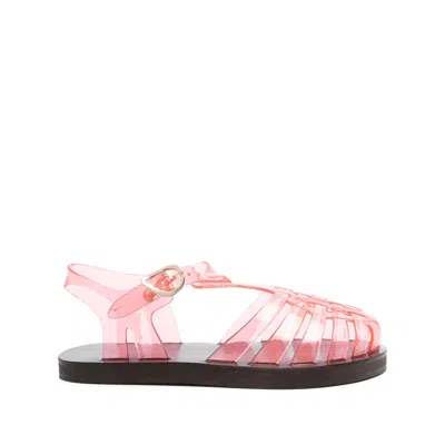 Ancient Greek Sandals Homeria Transparent Jelly Fisherman Sandals In Pink