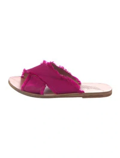 Pre-owned Ancient Greek Sandals Silk Raw-edge Trim Slides In Purple