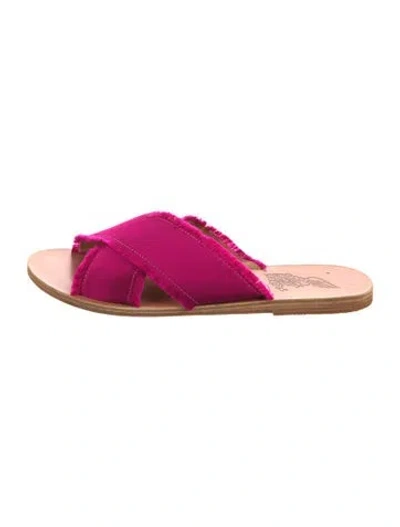 Pre-owned Ancient Greek Sandals Silk Raw-edge Trim Slides In Purple