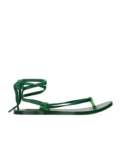 Ancient Greek Sandals Simple Flat Sandals In Green