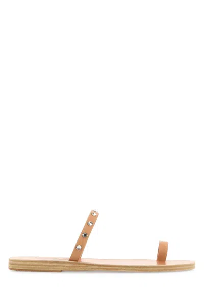 Ancient Greek Sandals Skin Pink Leather Audrey Thong Slippers In Multi