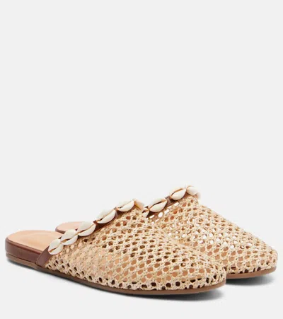 Ancient Greek Sandals Slipper Embellished Raffia Mules In Brown