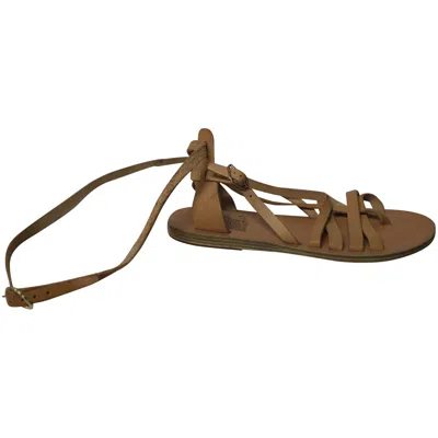 Ancient Greek Sandals Strappy Gladiator Sandals In Nude Leather In Brown