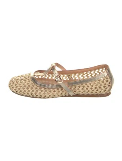 Pre-owned Ancient Greek Sandals Straw Lace Pattern Ballet Flats In Neutrals