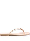 Ancient Greek Sandals Strovilos Metallic Leather Flip Flops In 金色