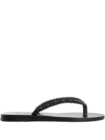 Ancient Greek Sandals Studded Leather Sandals In Black