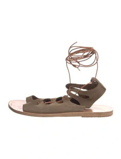 Pre-owned Ancient Greek Sandals Suede Gladiator Sandals In Green