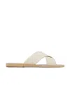 Ancient Greek Sandals Thais Flat Leather Sandals In White