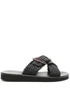Ancient Greek Sandals Thais Pantoletten Aus Stroh In Schwarz