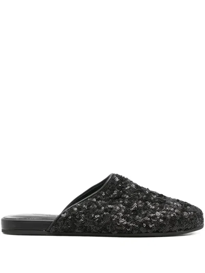 Ancient Greek Sandals The Slipper Sequined Mules In Black