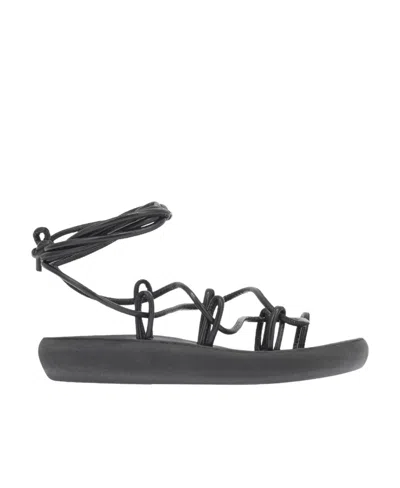 Ancient Greek Sandals Tie Flat Sandals In Black